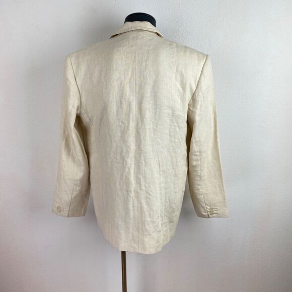 Island Importer Mens Natural Linen Blazer Jacket Monaco 44 Reg Two Button NWT - Picture 7 of 12